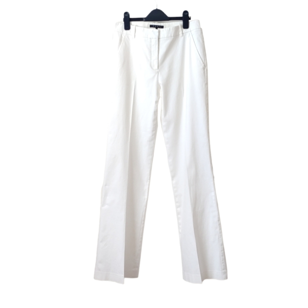 Theory White Wide Leg Trousers with Front and Back Pockets